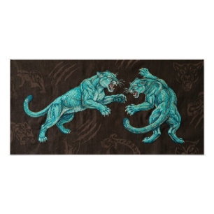 Impression Photo Deux cougars avec des motifs subtils et abstraits