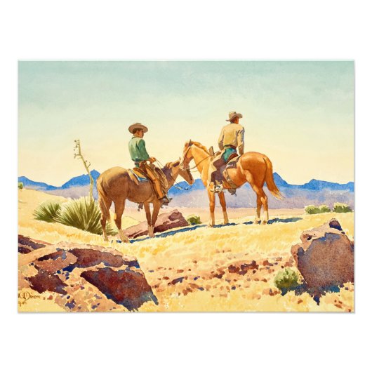 Impression Photo Deux cowboys à cheval par Maynard Dixon (Devant)