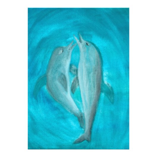 Impression Photo Deux dauphins jouant sauvage et libre dans l'océan (Devant)