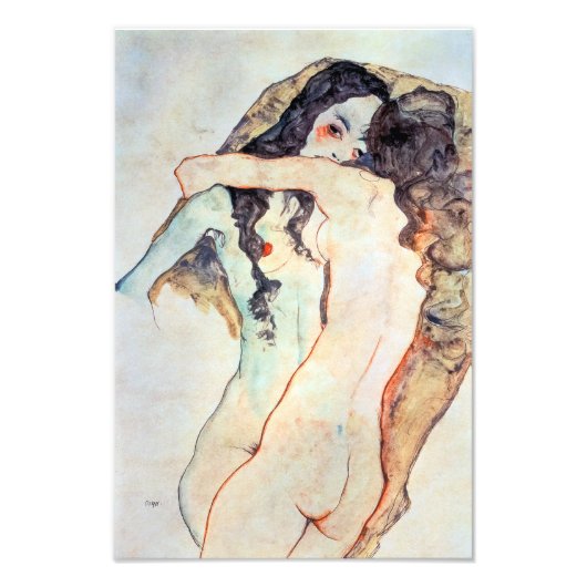 Impression Photo Deux femmes s'étreignant | Egon Schiele | (Devant)