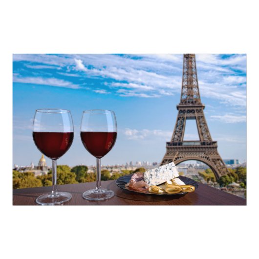 Impression Photo Deux verres de vin en café à Paris (Devant)