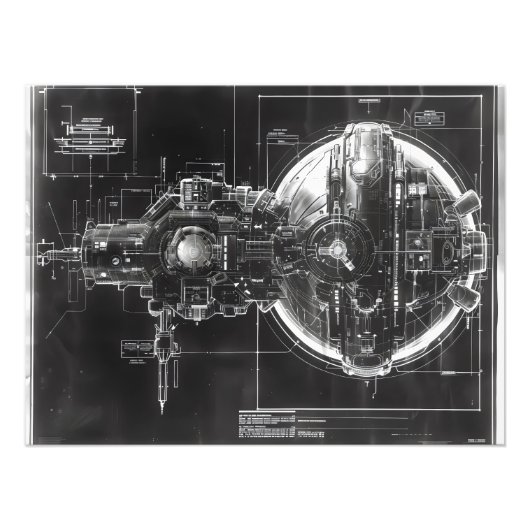 Impression Photo Diagramme noir de la base Sci-Fi (Devant)