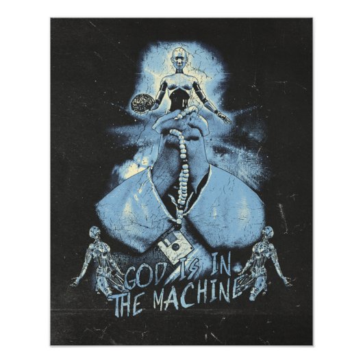 Impression Photo Dieu est dans la machine - Techno-Dystopian Design (Devant)