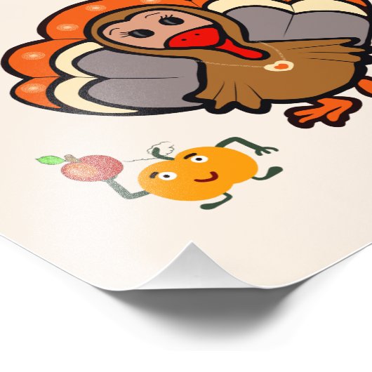 Impression Photo Dinde de Thanksgiving avec des amis (Coin)