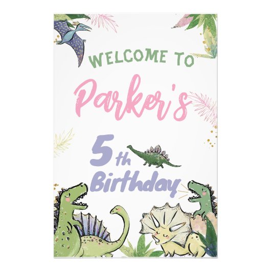 Impression Photo Dinosaur Affiche de bienvenue de fête à thème (Devant)