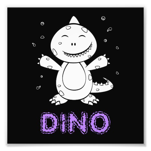 Impression Photo Dinosaur - Animal d'art esquissé en noir et blanc (Devant)