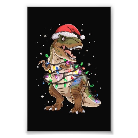 Impression Photo Dinosaur T-rex Arbre Chandail de Noël Xmas Dino (Devant)