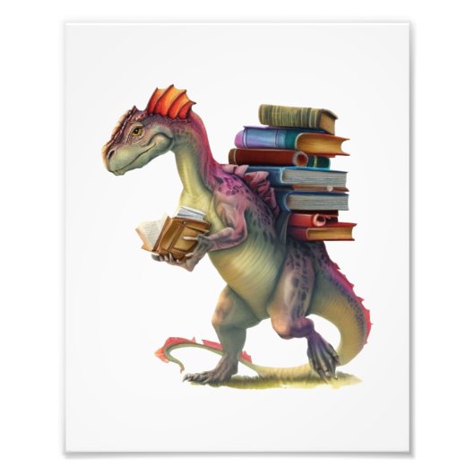 Impression Photo Dinosaur ver de livre - Imaginaire mignon Lecture  (Devant)