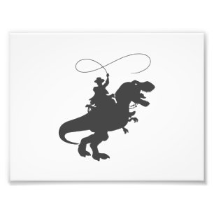 Impression Photo Dinosaure de cowboy à cheval à l'époque préhistori