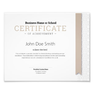 Impression Photo Diplôme Classique Élégant Certificat ruban beige