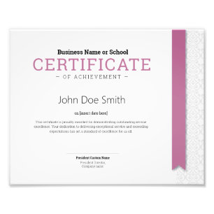 Impression Photo Diplôme Classique Élégant Certificat ruban rose