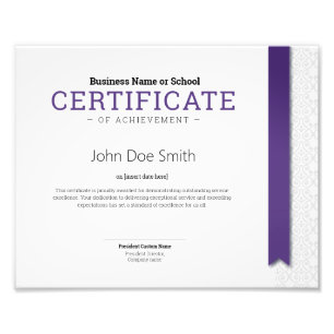 Impression Photo Diplôme Classique Élégant Certificat ruban violet