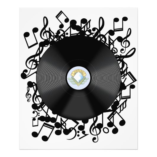 Impression Photo Disque vinyle ancien et notes de musique (Devant)