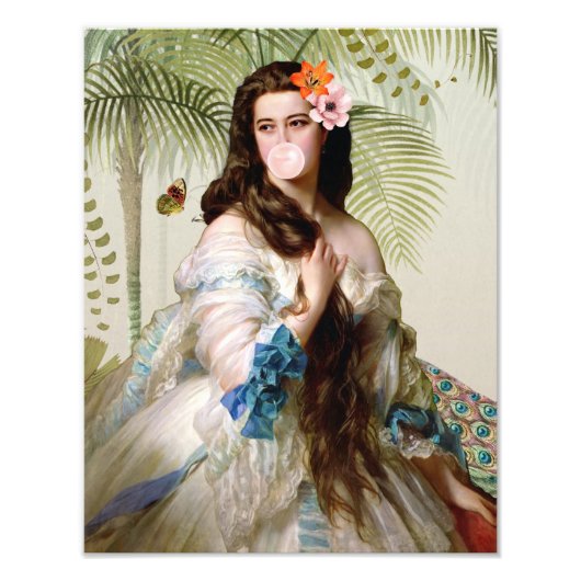 Impression Photo Diva de bubble gum fond tropical (Devant)