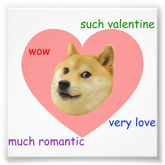 Impression Photo Doge Beaucoup de Valentines Jour Très Amoureux Tel (Devant)