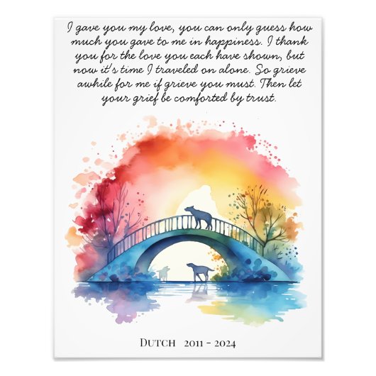 Impression Photo Don de chien Memorial animal de compagnie perte de (Devant)