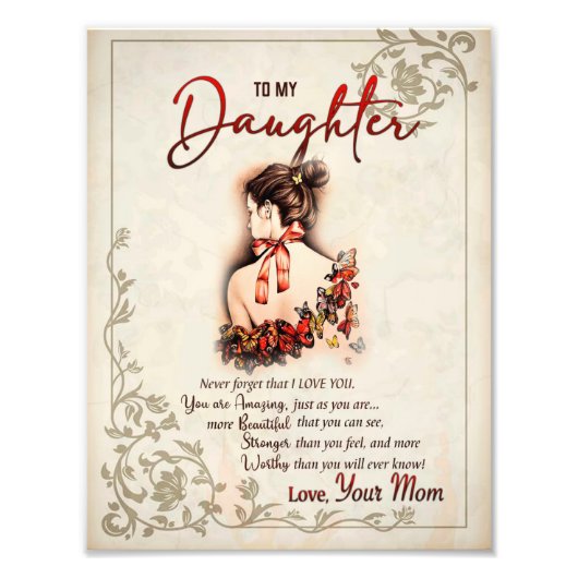Impression Photo Don de fille | Lettre À Ma Fille De Maman (Devant)