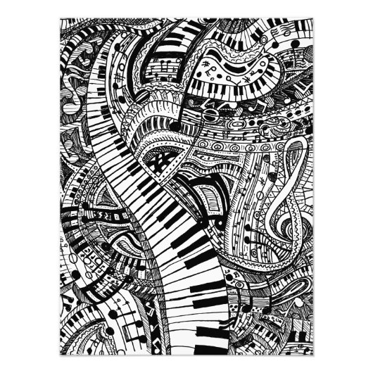 Impression Photo Doodle de musique classique avec clavier de piano (Devant)