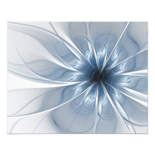 Impression Photo Doux et tendreté bleu fleur imaginaire fractal cu