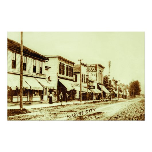 Impression Photo Downtown Marine City Michigan 1901 (Devant)