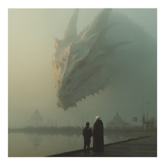 Impression Photo Dragon Blanc Géant au-Dessus de la Jetée de la Vil (Devant)