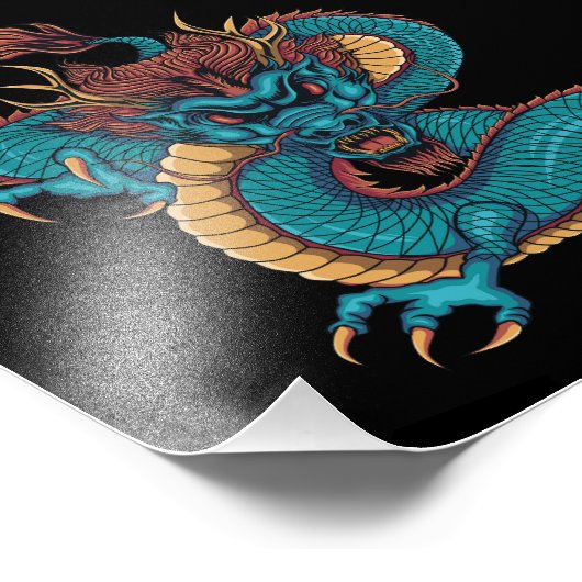 Impression Photo dragon chinois bleu (Coin)