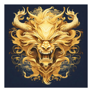 Impression Photo Dragon d'Asie en or