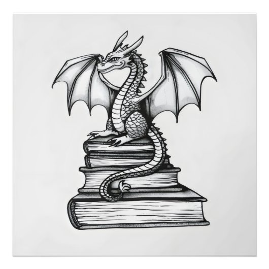 Impression Photo Dragon sur livres (Devant)
