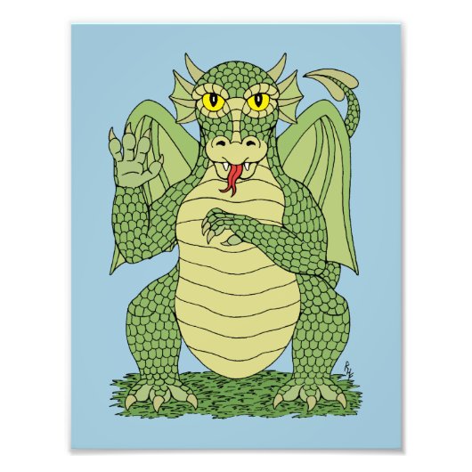 Impression Photo Dragon vert mignon (Devant)