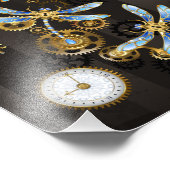 Impression Photo Dragonflies de Steampunk sur arrière - plan rayé b (Coin)