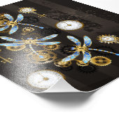 Impression Photo Dragonflies de Steampunk sur arrière - plan rayé b (Coin)