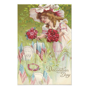 Impression Photo Drapeau américain Enfant Rose Tombstone Graveyard