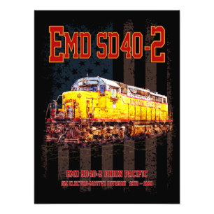 Impression Photo Drapeau américain vintage EMD SD40-2 Locomotive di