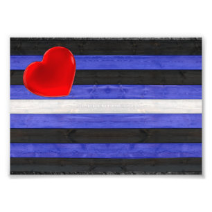 Impression Photo Drapeau de fierté en cuir SlipperyJoe's noir bleu 