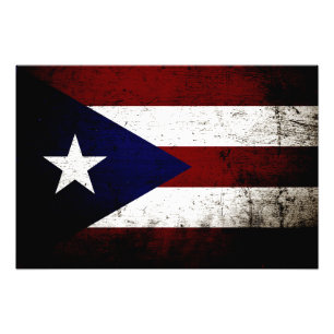 Impression Photo Drapeau de Porto Rico Grunge Noir