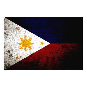 Impression Photo Drapeau des Philippines noires