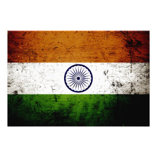 Impression Photo Drapeau grunge noir de l'Inde
