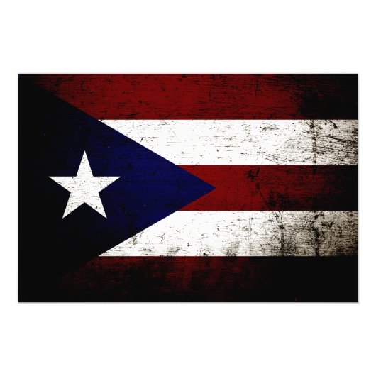 Impression Photo Drapeau Porto Rico Black Grunge (Devant)