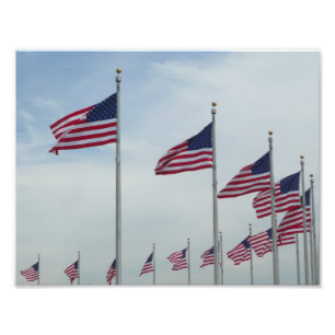 Impression Photo Drapeaux américains au Washington Monument
