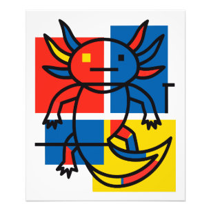 Impression Photo Drôle de motif d'art abstrait Axolotl Piet Mondria