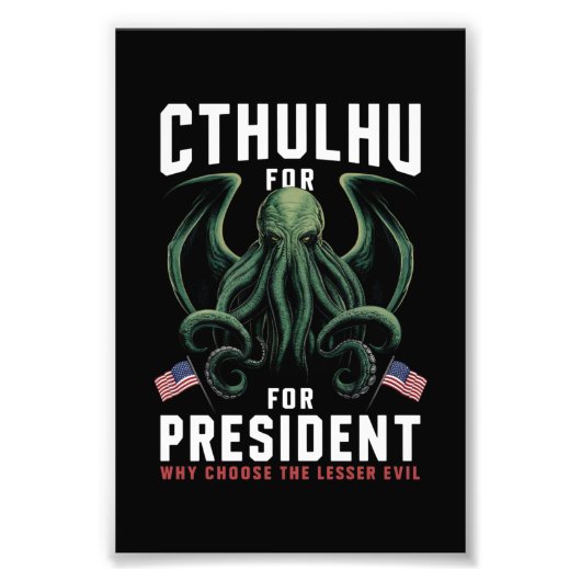 Impression Photo Drôle d'élection 2024 Cthulhu pour Président (Devant)