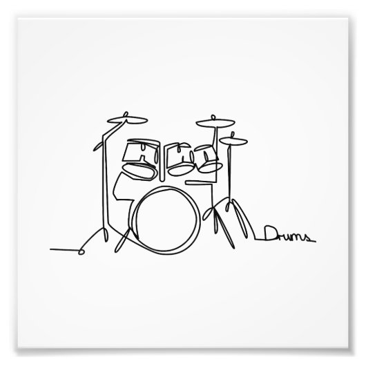 Impression Photo Drummer Music Design Drums One-Line (Devant)