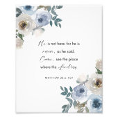 Impression Photo Easter Bible Verse Wall Art Matthew 28:6 Floral (Devant)