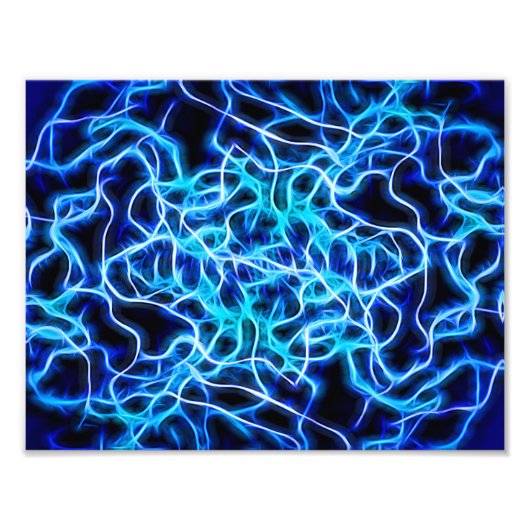 Impression Photo Éclair électrique néon bleu Tesla Coil (Devant)