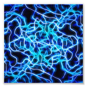 Impression Photo Éclair électrique néon bleu Tesla Coil