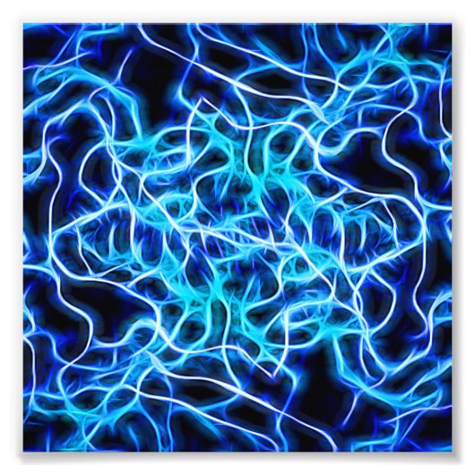 Impression Photo Éclair électrique néon bleu Tesla Coil (Devant)
