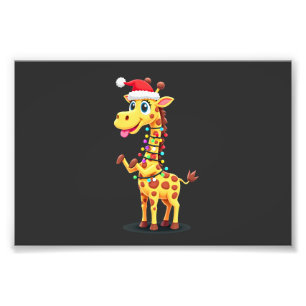 Impression Photo Éclairage de Noël de girafe Noël drôle girafe de N