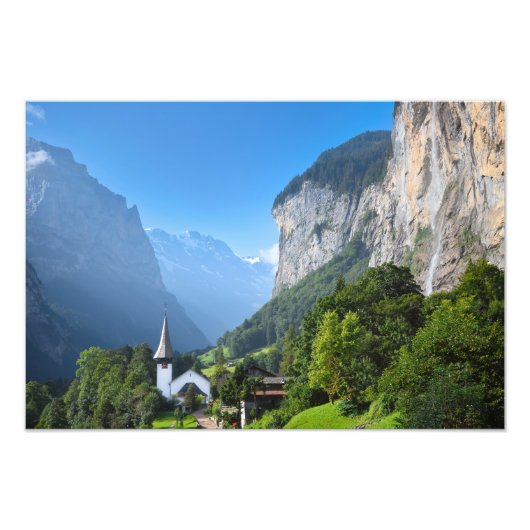 Impression Photo Eglise dans la vallée de Lauterbrunnen, Suisse (Devant)