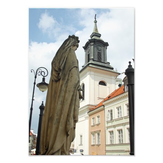 Impression Photo Eglise et statue de Varsovie, Pologne (Devant)