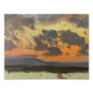 Impression Photo Église Frederic Edwin - Ciel au coucher du soleil,